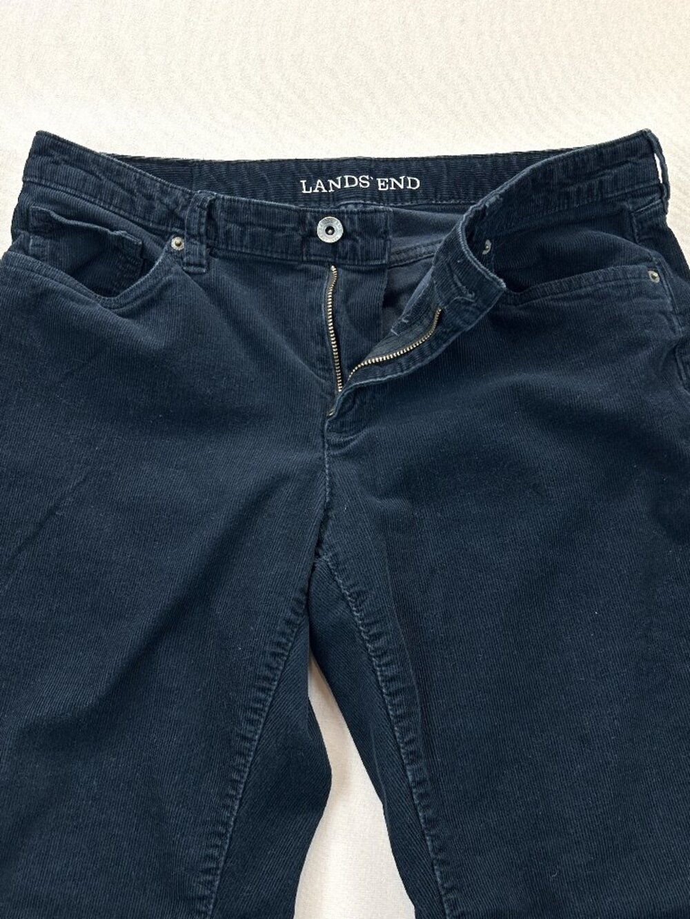 Lands End Jeans Womens Size 12 Black Mid Rise Bootcut Corduroy Stretch